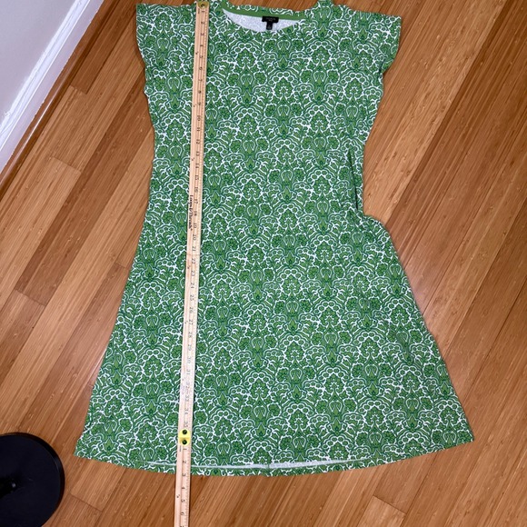 Talbots Damask Floral Dress Women LP Green Excellent Cap Sleeve Cotton Belted - Picture 6 of 7